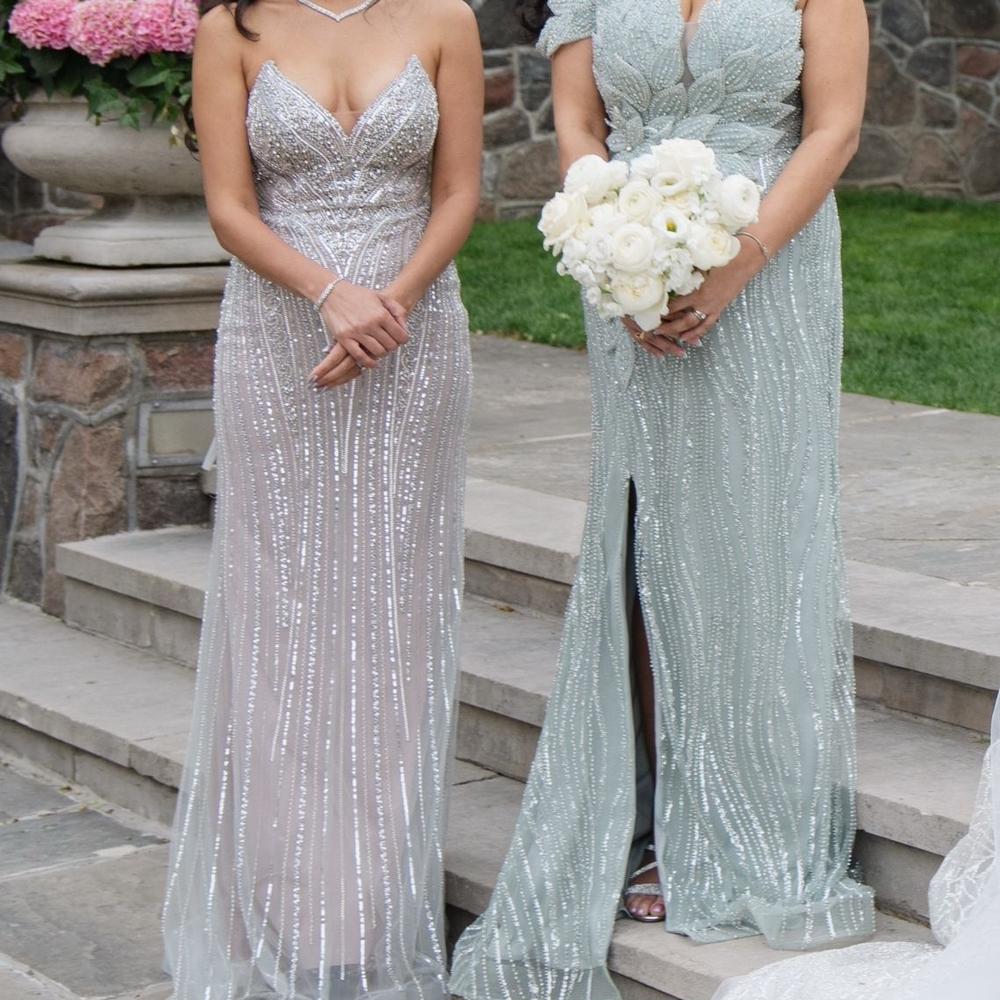 Strapless Silver Sequin Gown